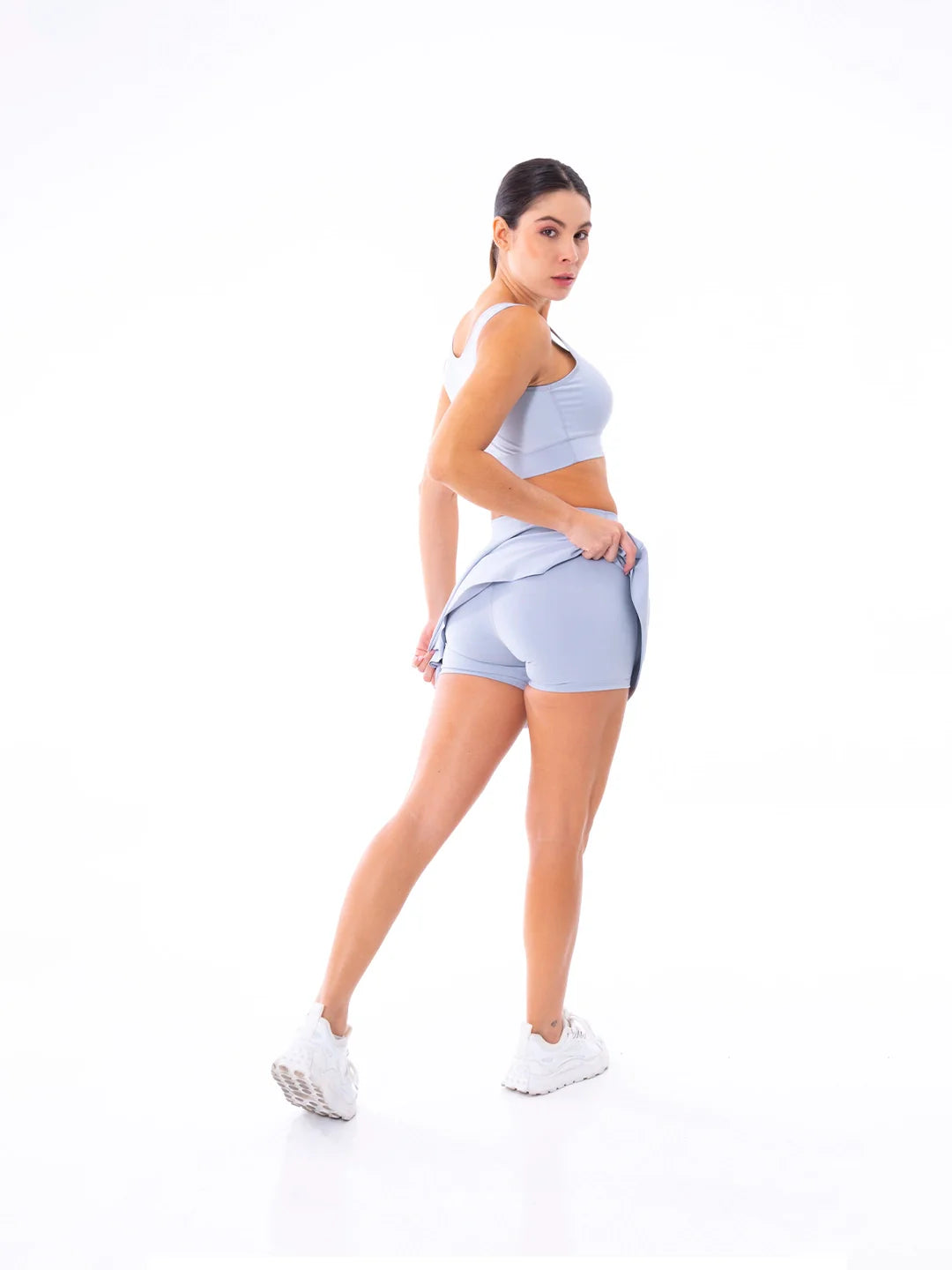 FALDA SHORT BLOCK - GRIS CLARO